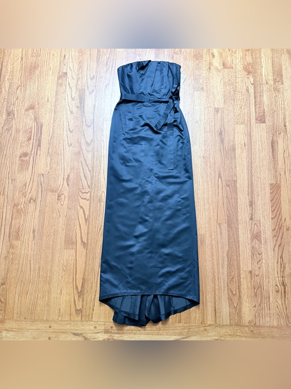 NWOT Vera Wang Lavender Label Navy Satin Strapless Column Evening Gown size 8